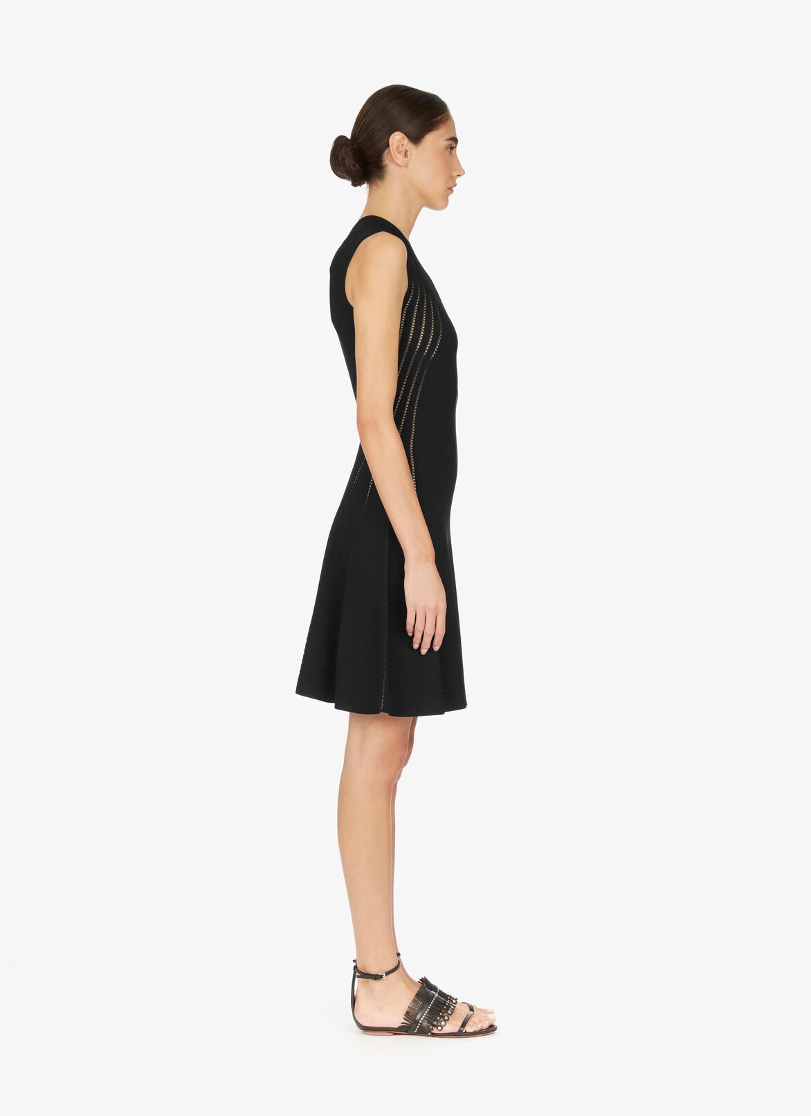 Flowy Short Mesh Skirt With Openwork ALAÏA BLACK FLOWY SHORT MESH SKIRT WITH OPENWORK